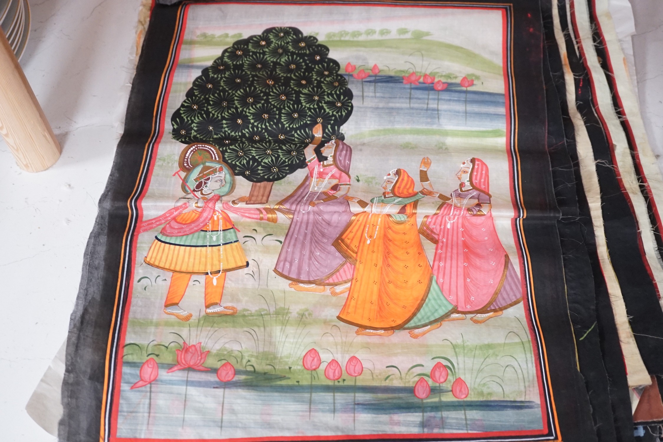 A group of twenty five early 20th century Indian School, paintings of deities on linen